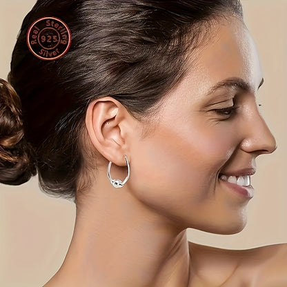 Purchase Product S925 Pure Silvery 3 Bead Ring Earrings, Pendant Bead Ring Earrings, Suitable for Women, Exquisite Earrings