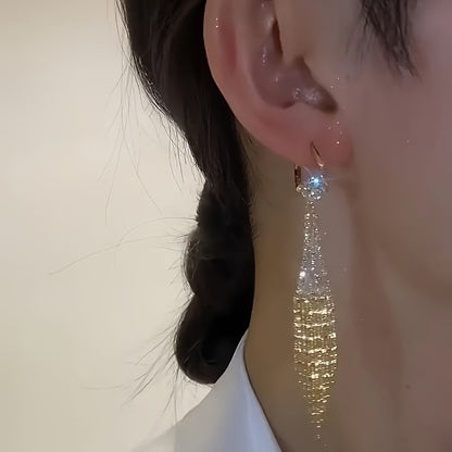 [Luxurious | Exquisite] Exquisite Long Tassel Women's Earrings Set | Luxurious with Sparkling Synthetic Zirconia | Perfect for Daily Wear, Party Accessories, And Casual Date Decorations