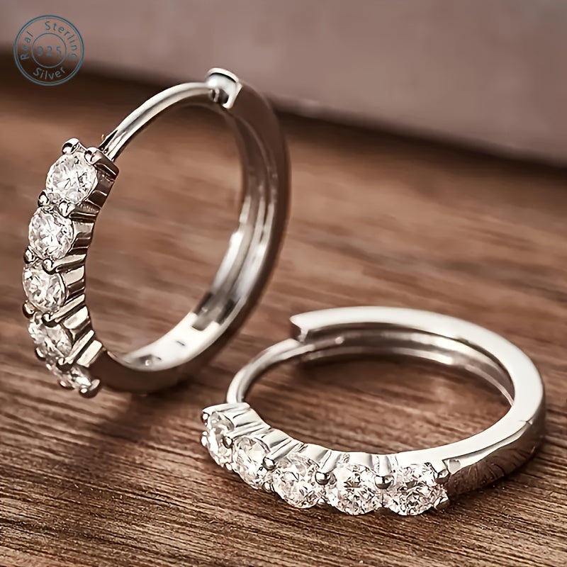 5 Round Moissanite Earrings In 925 Sterling Silver Set With 5 Moissanite For An Anniversary, Birthday, Halloween Or Christmas Holiday Gift For Your Girlfriend, Wife, Friends Or Yourself