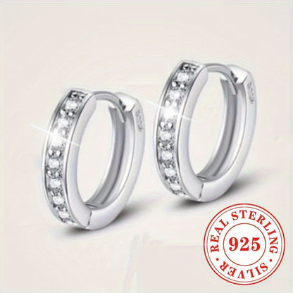 4pcs 925 Sterling Silver Hypoallergenic Ring Earrings with Zirconia Inlaid, Elegant and Luxurious Style, Suitable for Women Engagement Wedding Earrings