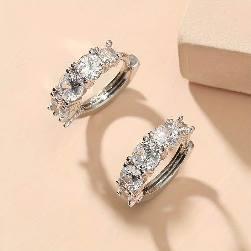 2pcs S925 Silver Stud Necklace Accessory Set, Slightly Set Synthetic Zirconia Fashion Earrings, Simple Necklace, Women's Fashion Pendant Accessory Set, Suitable for Daily Matching And As A Gift