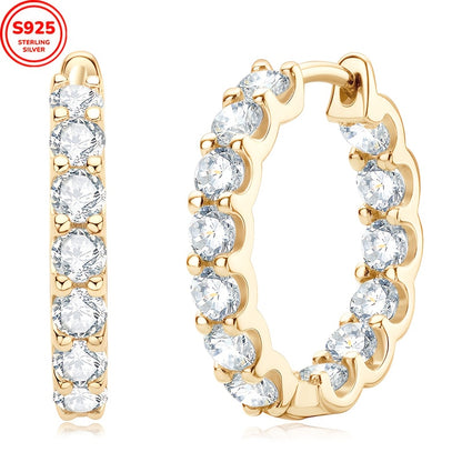 925 Silver Lady Moissanite Ring Earrings, Earrings For Women, Jewelry For Women High Quality Accessories, Low Allergenicity, Perfect Gifts For Wife, Mother, And Ladies, Mother'S Day, Wedding, Anniversaries, Festival Gifts, And Exquisite Gift Box