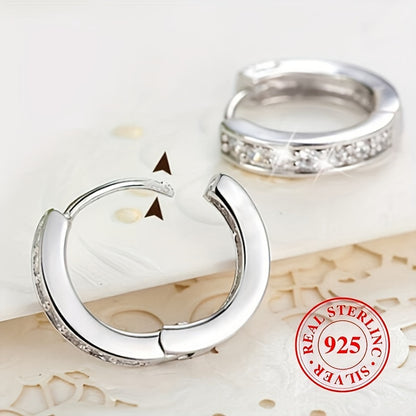 4pcs 925 Sterling Silver Hypoallergenic Ring Earrings with Zirconia Inlaid, Elegant and Luxurious Style, Suitable for Women Engagement Wedding Earrings