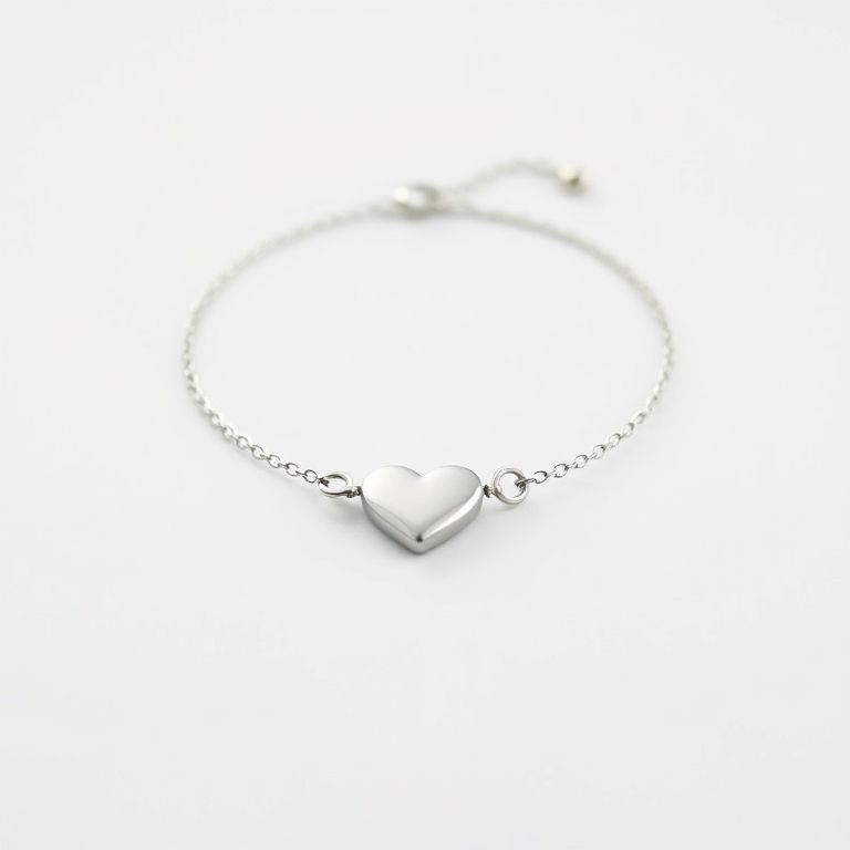 Heart Bracelet - Elegant Sterling Silver Adjustable Chain with Heart Pendant