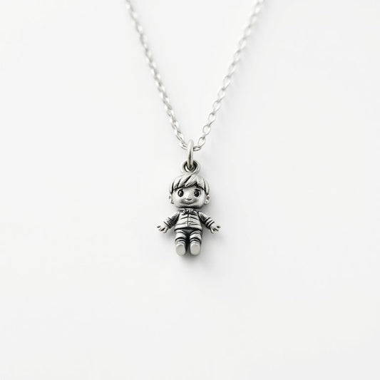 Anime Character Pendant Necklace - Stylish Silver Chain with Detailed Charm