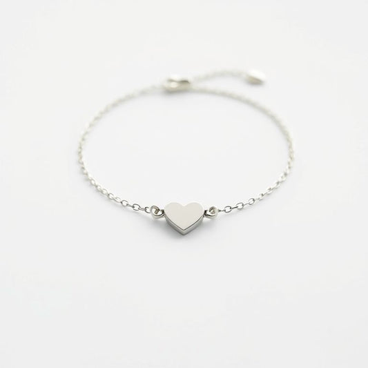 Heart Bracelet - Elegant Sterling Silver Adjustable Chain with Heart Pendant