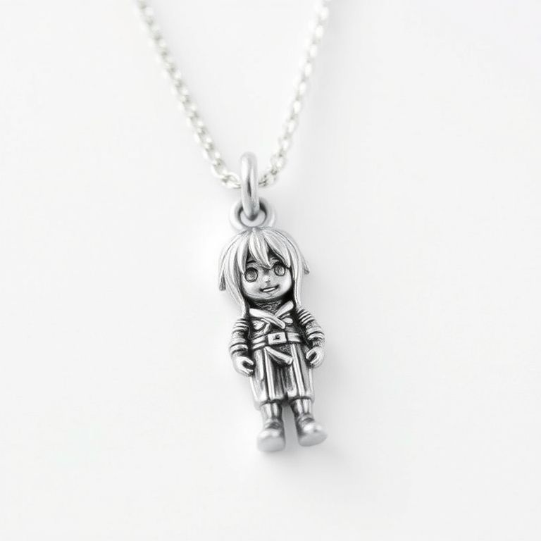 Anime Character Pendant Necklace - Stylish Silver Chain with Detailed Charm