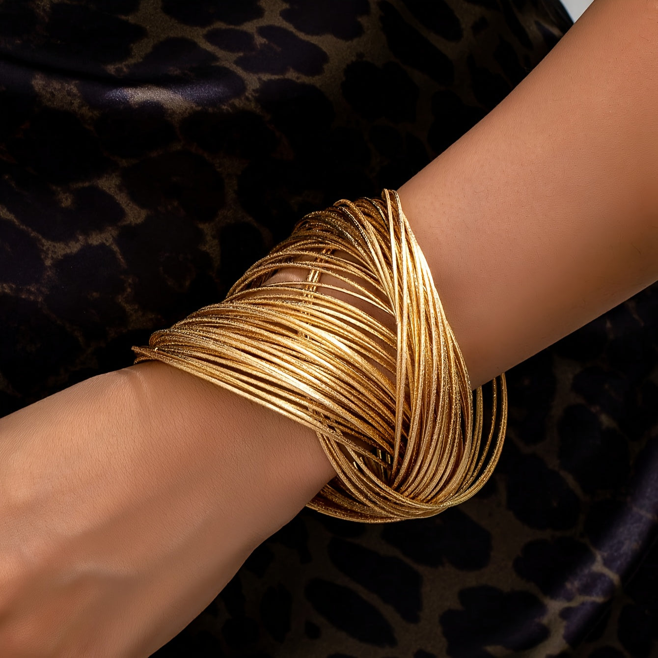 14K Golden Plated Punk-Inspired Layered Bracelet - Edgy Metallic Woven Design for Women, Ideal for Nightlife, Parties & Gifts, Party Bracelet|Vintageinspired Accessory|Durable Bracelet
