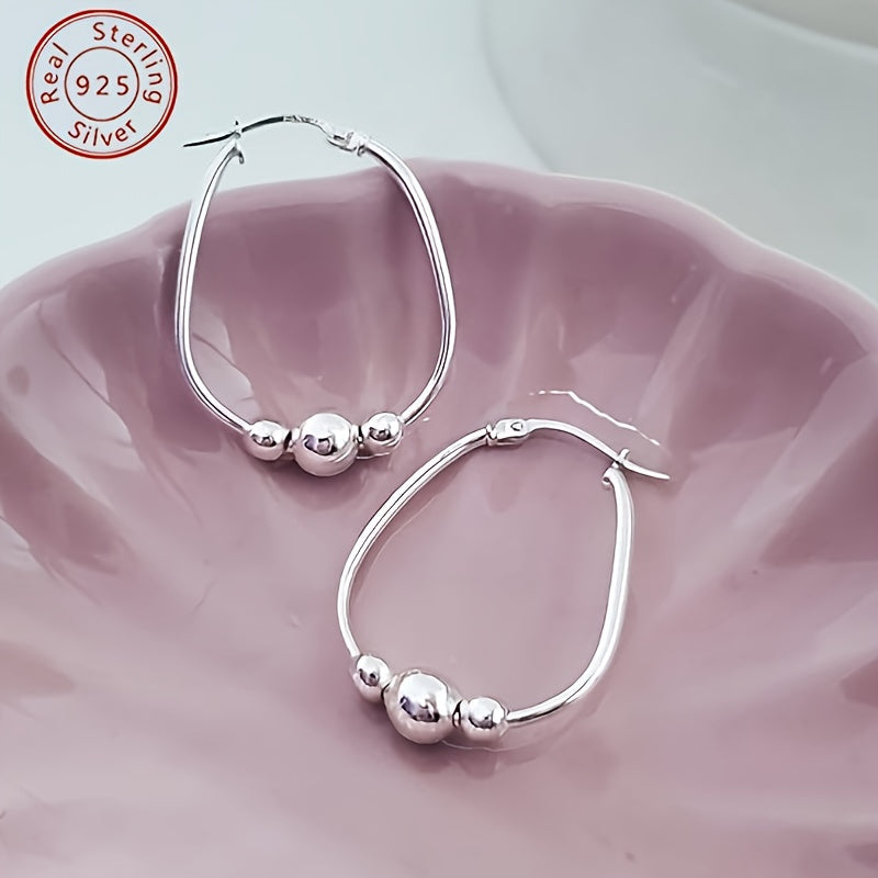 925 Silver Women's Silver Earrings, Fashionable Hanging Round Earrings, Simple Elegance, Women's Jewelry, Casual Attire, Party Banquet Jewelry, Birthday Gifts, Valentine's Day, Christmas Gifts, Gift Box