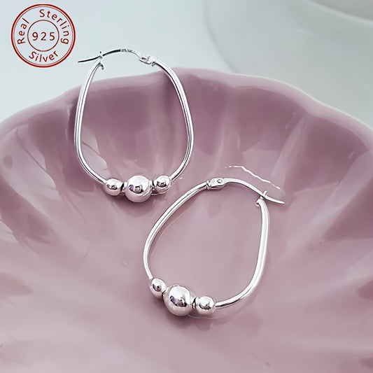 925 Silver Women's Silver Earrings, Fashionable Hanging Round Earrings, Simple Elegance, Women's Jewelry, Casual Attire, Party Banquet Jewelry, Birthday Gifts, Valentine's Day, Christmas Gifts, Gift Box