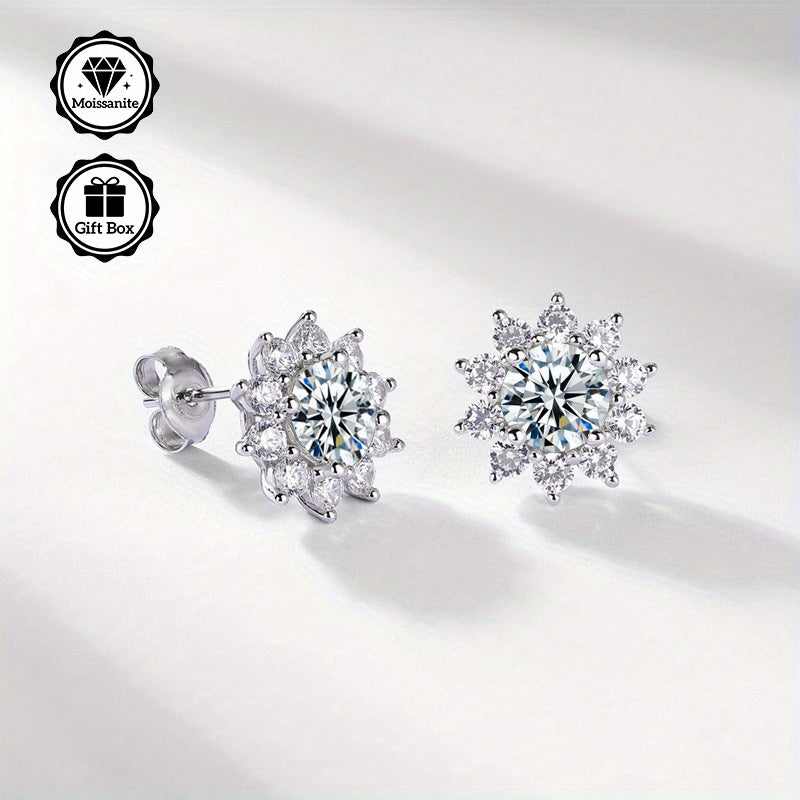 1 pair 1 carat Moissanite earrings, 925 sterling Silvery earrings needles, minimalist jewelry for women, earrings for women, Women's jewelry, suitable for birthday gifts, Valentine's Day gifts, with GRA certificate jewelry, Best for Christmas