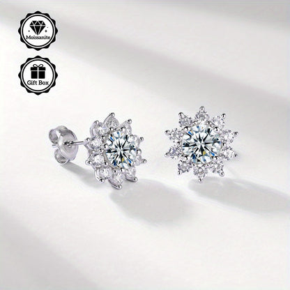 1 pair 1 carat Moissanite earrings, 925 sterling Silvery earrings needles, minimalist jewelry for women, earrings for women, Women's jewelry, suitable for birthday gifts, Valentine's Day gifts, with GRA certificate jewelry, Best for Christmas