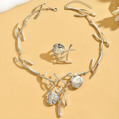 A Sleek, Simple Personality, Irregular Forked Branches, Patchwork, Oval, Cold Necklace, Rings, Women's Everyday Accessories, Can Also Be Worn For Holidays