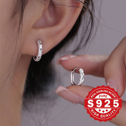 [Elegant Silver Earrings] Elegant 925 Sterling Silver Ladies' Earrings | Hypoallergenic, Small Diameter Frosted Sparkling, Suitable for Daily Wear and Christmas Gifts