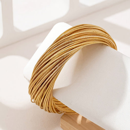 14K Golden Plated Punk-Inspired Layered Bracelet - Edgy Metallic Woven Design for Women, Ideal for Nightlife, Parties & Gifts, Party Bracelet|Vintageinspired Accessory|Durable Bracelet