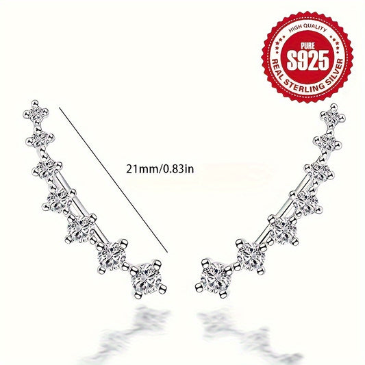 4pcs Of Exquisite Unique Seven Star Design Earrings 925 Sterling Silver Hypoallergenic Jewelry Zirconia Inlaid With Elegant Casual Style For Everyday Women