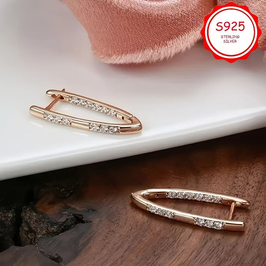 S925 sterling Silvery fashionable and luxurious V-shaped pendant earrings, anti-allergy, Bohemian style, suitable for Valentine's Day gifts, high-quality jewelry for daily vacations