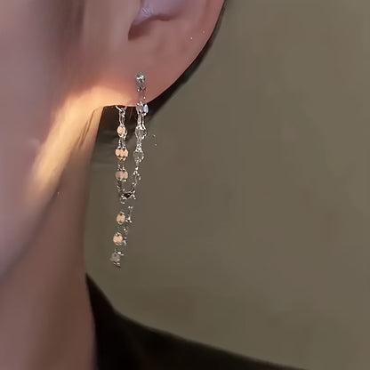 A pair of elegant earrings with double-layer chains and tassels, suitable for gift giving and daily wear, classic daily jewelry accessories, holiday and birthday gifts, anniversary gifts, party essentials