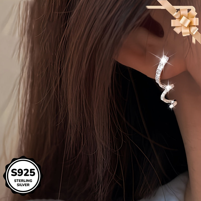 2pcs 925 Silver Star Tassel Drop Earrings with Sparkling Synthetic Zirconia - Hypoallergenic Cute Vacation Style for Daily Wear & Parties, Gift Preparation, Novelty Earrings, Jewelry for Vacation