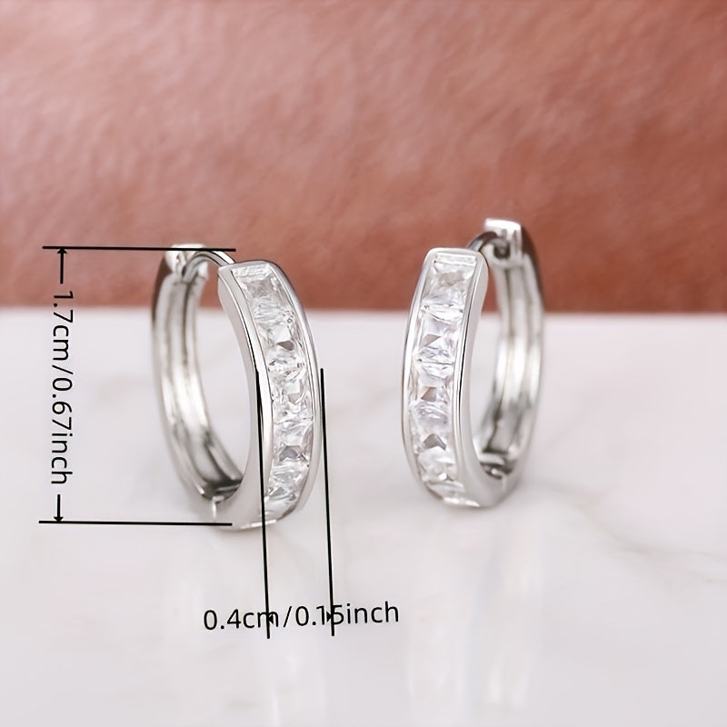 2 Pairs of S925 Sterling Silver Earrings - Fashionable And Simple Zirconia Earrings - Shining Daily Wear for Women - Hypoallergenic, Lightweight Earrings, Suitable for Any Outfit And Date, As a Gift for Women