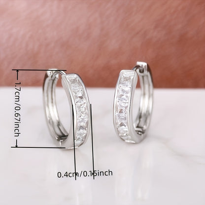 2 Pairs of S925 Sterling Silver Earrings - Fashionable And Simple Zirconia Earrings - Shining Daily Wear for Women - Hypoallergenic, Lightweight Earrings, Suitable for Any Outfit And Date, As a Gift for Women