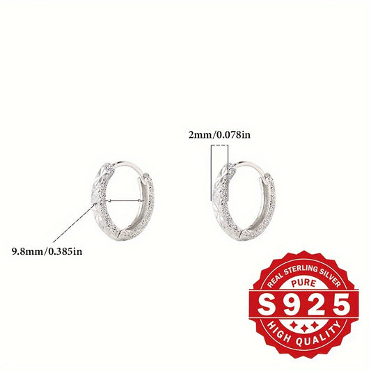 [Elegant Silver Earrings] Elegant 925 Sterling Silver Ladies' Earrings | Hypoallergenic, Small Diameter Frosted Sparkling, Suitable for Daily Wear and Christmas Gifts