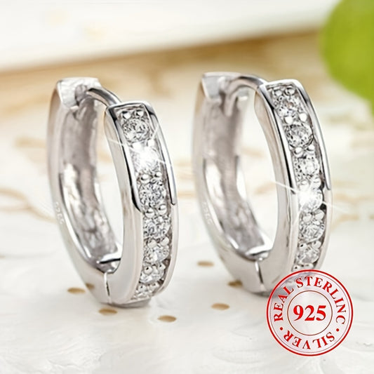 4pcs 925 Sterling Silver Hypoallergenic Ring Earrings with Zirconia Inlaid, Elegant and Luxurious Style, Suitable for Women Engagement Wedding Earrings