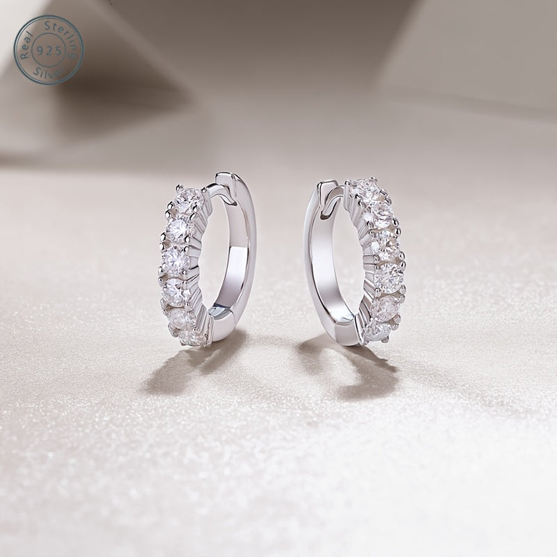 5 Round Moissanite Earrings In 925 Sterling Silver Set With 5 Moissanite For An Anniversary, Birthday, Halloween Or Christmas Holiday Gift For Your Girlfriend, Wife, Friends Or Yourself