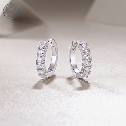 5 Round Moissanite Earrings In 925 Sterling Silver Set With 5 Moissanite For An Anniversary, Birthday, Halloween Or Christmas Holiday Gift For Your Girlfriend, Wife, Friends Or Yourself
