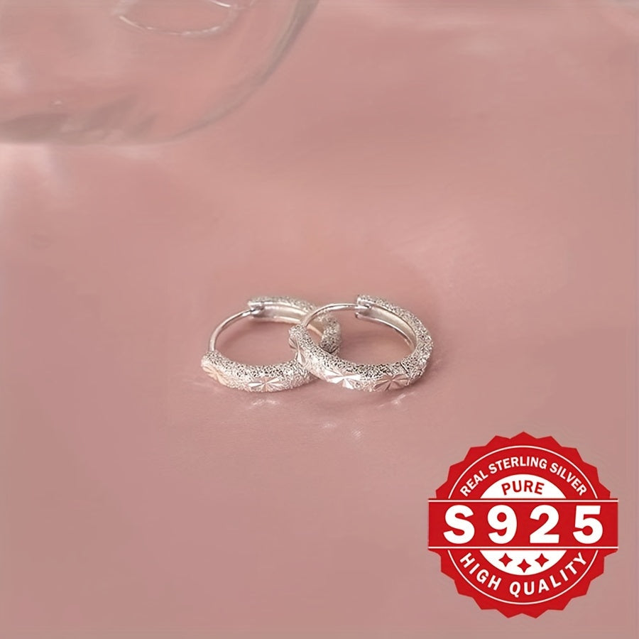 [Elegant Silver Earrings] Elegant 925 Sterling Silver Ladies' Earrings | Hypoallergenic, Small Diameter Frosted Sparkling, Suitable for Daily Wear and Christmas Gifts
