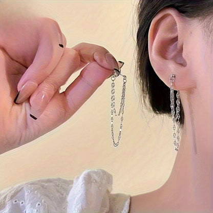 A pair of elegant earrings with double-layer chains and tassels, suitable for gift giving and daily wear, classic daily jewelry accessories, holiday and birthday gifts, anniversary gifts, party essentials