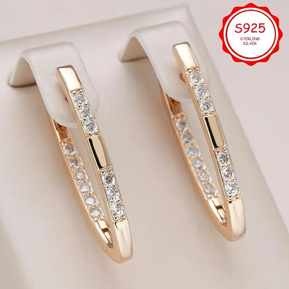 S925 sterling Silvery fashionable and luxurious V-shaped pendant earrings, anti-allergy, Bohemian style, suitable for Valentine's Day gifts, high-quality jewelry for daily vacations