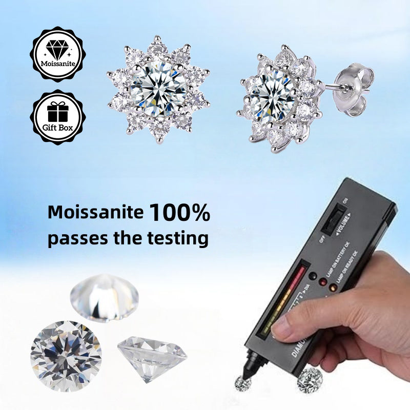 1 pair 1 carat Moissanite earrings, 925 sterling Silvery earrings needles, minimalist jewelry for women, earrings for women, Women's jewelry, suitable for birthday gifts, Valentine's Day gifts, with GRA certificate jewelry, Best for Christmas