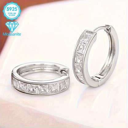 EJG - 925 Sterling Silver Moissanite Earrings - Fashionable And Simple - Sparkling Daily Wear for Women - Hypoallergenic, Nickel Free, Lightweight Earrings, Suitable for Any Outfit And Date, As A Gift for Women